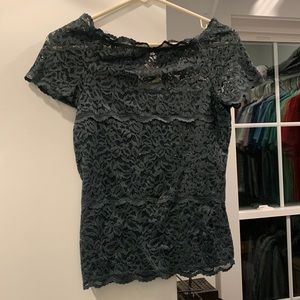 Dark green lace top.
